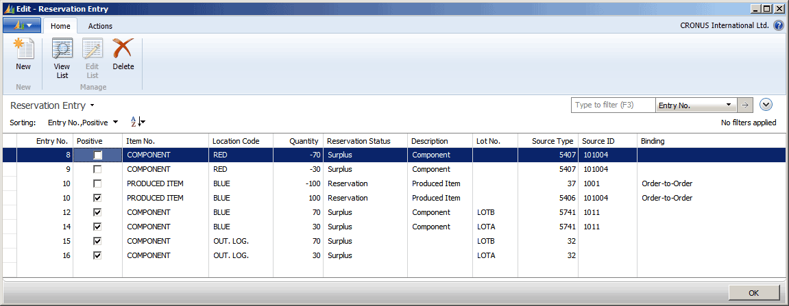 supply_planning_RTAM_2 Second example of order tracking entries in Reservation Entry table.