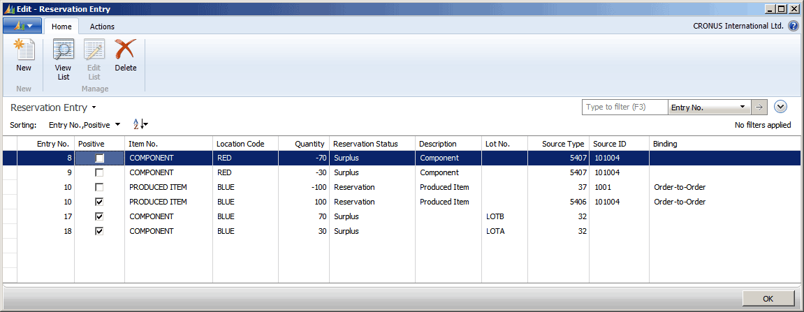 supply_planning_RTAM_3 Third example of order tracking entries in Reservation Entry table.
