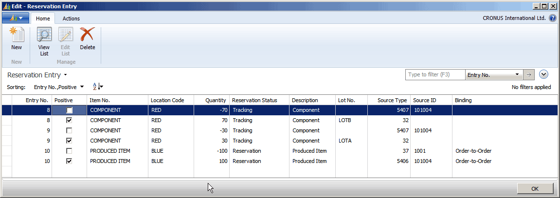 supply_planning_RTAM_1 First example of order tracking entries in Reservation Entry table.